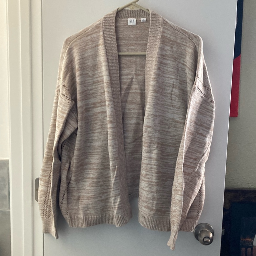 GAP Cream Cardigan Sweater with Textured Knit